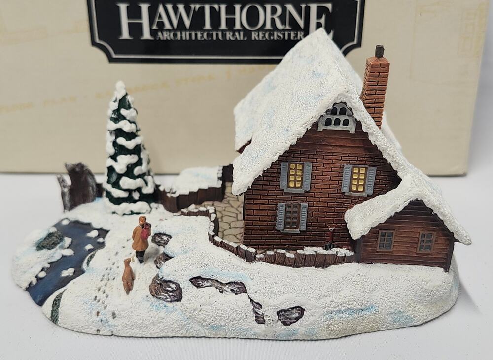 Currier & Ives Winter Moonlight Hawthorne Village 1995 Sculpture Box COA